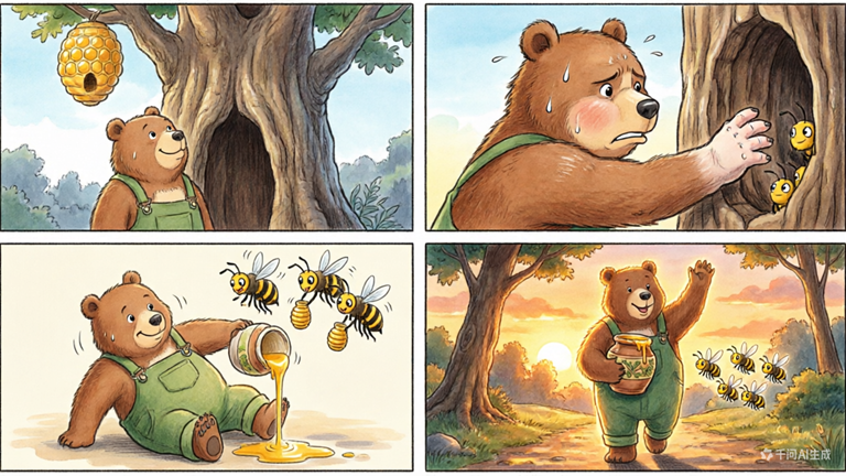 AI提示词：四格漫画